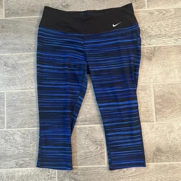 Nike Dri-Fit Cropped Leggings (Blue) - Picture 1 of 7